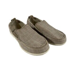 Crocs Men’s Walu Beige Khaki Canvas Slip On Casual Driving Loafers 200511 Size 7